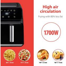 Alpina Switzerland 871125224012 horkovzdušná fritéza, 8 l, 1700 W, nepřilnavý povlak, s displejem, funkce časovače, černá