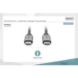 Digitus USB kabel USB 3.2 Gen1 USB-C®, USB-C ® zástrčka 1.00 m černá flexibilní provedení, stíněný, s USB DB-300220-010-S