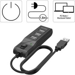 Hama 00200118 USB Hub 4 porty USB-A USB 2.0 480 MBit/s černá
