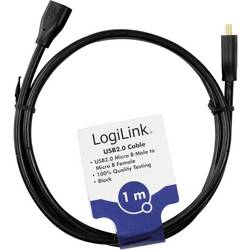 LogiLink USB kabel USB 2.0 USB Micro-B zástrčka, USB Micro-B zásuvka 1.00 m černá s prodlužovacím kabelem CU0121