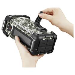 Sangean MMR-99 DAB+ Camo A500555 Nouzové rádio, DAB+, FM, AUX, USB, Bluetooth, Solární panel, Ruční klika, s USB nabíječkou, Arctic Camo