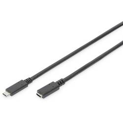 Digitus USB kabel USB 3.2 Gen1 USB-C ® zástrčka, USB-C ® zásuvka 0.70 m černá oboustranně zapojitelná zástrčka AK-300210-007-S