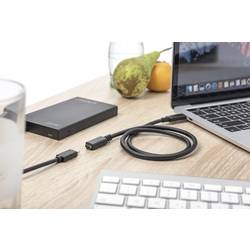 Digitus USB kabel USB 3.2 Gen1 USB-C ® zástrčka, USB-C ® zásuvka 0.70 m černá oboustranně zapojitelná zástrčka AK-300210-007-S