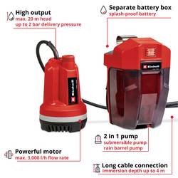 Einhell 1668363+2356576 ponorné tlakové čerpadlo 3000 l/h 20 m