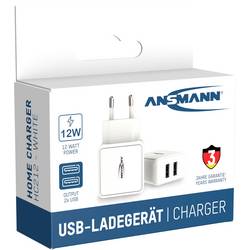 Ansmann HomeCharger HC212 USB nabíječka, 2x USB A, 12 W, bílá