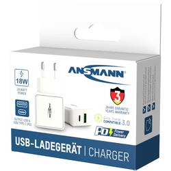 Ansmann HomeCharger HC218PD USB nabíječka, 1x USB A , 1x USB-C®, 18 W, Dodávka energie, bílá