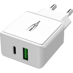 Ansmann HomeCharger HC218PD USB nabíječka, 1x USB A , 1x USB-C®, 18 W, Dodávka energie, bílá