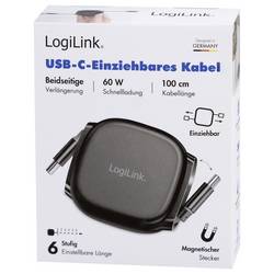 LogiLink Kabel USB-C USB 2.0 USB-C ® zástrčka 1.00 m černá oboustranně zapojitelná zástrčka, Pro povolování CU0500