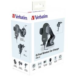 Verbatim bezdrátová indukční nabíječka 15 W FWC-01 Qi Fast Wireless Car Charger 49552 Výstup Magnetické připojení černá