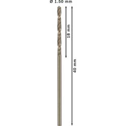 Bosch Accessories 2608585873 HSS kovový spirálový vrták 1.5 mm Celková délka 40 mm Cobalt DIN 338 válcová stopka 10 ks