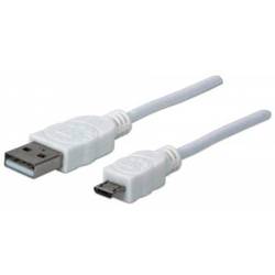 Manhattan USB kabel USB 2.0 USB-A zástrčka, USB Micro-B zástrčka 1.00 m bílá UL certifikace 323987