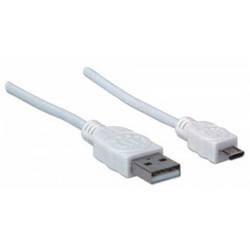 Manhattan USB kabel USB 2.0 USB-A zástrčka, USB Micro-B zástrčka 1.00 m bílá UL certifikace 323987