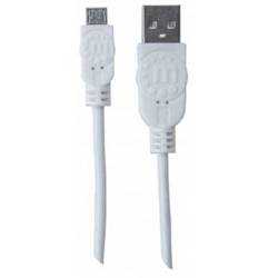 Manhattan USB kabel USB 2.0 USB-A zástrčka, USB Micro-B zástrčka 1.00 m bílá UL certifikace 323987