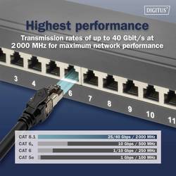 Digitus DK-1843-050 RJ45 síťové kabely, propojovací kabely CAT 8.1 S/FTP 5 m černá barevně rozlišený, stíněný, točený drát, S průchodkou chránící proti zlomení
