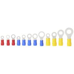 TRU COMPONENTS TC-11991832 sada kulatých kabelových ok částečná izolace 0.5 mm² 6 mm² červená, modrá, žlutá 505 ks