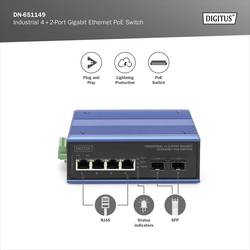 Digitus DN-651149 DN-651149 průmyslový ethernetový switch 4x2 porty 1 GBit/s