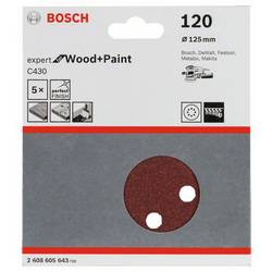 Bosch Accessories Expert for Wood 2608605643 brusné papíry pro excentrické brusky na suchý zip, s otvory Zrnitost 120 (Ø) 125 mm 5 ks