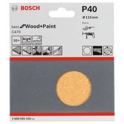 Bosch Accessories 2608605426 brusný papír pro brusné kotouče na suchý zip, bez otvorů Zrnitost 40 (Ø x d) 115 mm x 115 mm 10 ks