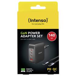 Intenso W140A3C + C520C black USB nabíječka, GaN, USB Power Delivery (USB-PD) , 3x USB-C®, 1x USB A , 140 W, QC 4+, USB PD 3.1, PPS, černá