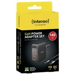 Intenso W140A3C + C520C black USB nabíječka, GaN, USB Power Delivery (USB-PD) , 3x USB-C®, 1x USB A , 140 W, QC 4+, USB PD 3.1, PPS, černá