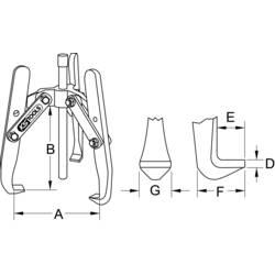 KS Tools 6303606 Stahovák Upínací rozsah 50 - 400 mm Počet háčků 3