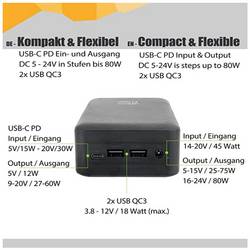 XTPower XT-27000 DC AO PA powerbanka Li-Ion, 26800 mAh, USB, USB-C®, DC zásuvka 3,5 mm, černá, Možnost současného nabíjení a vybíjení, Indikátor stavu