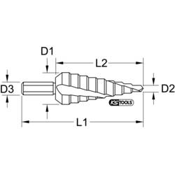KS Tools 3302362 330.2362 HSS TIN-TIP stupňovitý vrták 1 ks
