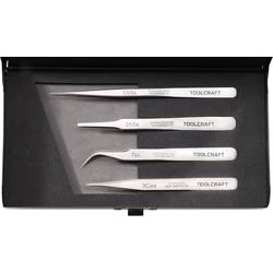TOOLCRAFT 816747 sada pinzet, 4dílná, SS SA, 2a SA, 7 SA, 3c SA, plochá-kulatá, ve tvaru srpu, zahnutý 55°, špičatá, špičatá, štíhlý