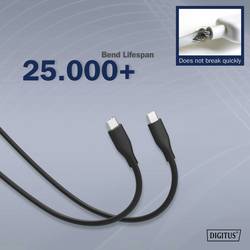 Digitus Kabel USB-C USB 2.0 USB-C ® zástrčka 1.00 m černá (matná) Vynikající odolnost proti stárnutí, flexibilní provedení, flexibilní vnitřní vodič, Dobrá