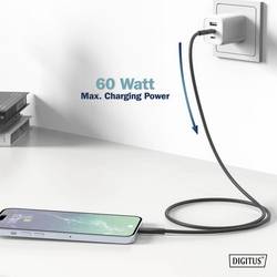 Digitus Kabel USB-C USB 2.0 USB-C ® zástrčka 1.00 m černá (matná) Vynikající odolnost proti stárnutí, flexibilní provedení, flexibilní vnitřní vodič, Dobrá