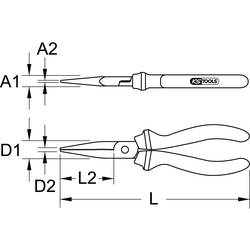 KS Tools 1152201 ploché jehlové kleště rovné nástrojová ocel 160 mm