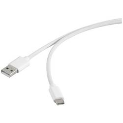 Renkforce USB kabel USB 2.0 USB-C ® zástrčka, USB-A zástrčka 1.00 m bílá S magnetickým vinutím, látkový potah RF-6437922
