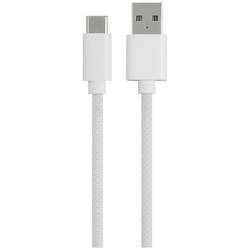 Renkforce USB kabel USB 2.0 USB-C ® zástrčka, USB-A zástrčka 1.00 m bílá S magnetickým vinutím, látkový potah RF-6437922