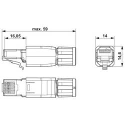 Phoenix Contact VS-08-RJ45-5-Q/IP20 BK Konektor RJ45 1658008 zástrčka, rovná Počet pólů 8 černá 1 ks