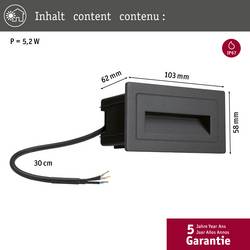 Paulmann 94383 Nástěnné vestavné svítidlo pevně vestavěné LED LED černá