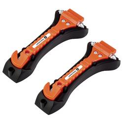 TOOLCRAFT TO-10362528 bezpečnostní kladívko na rozbití autoskla rozbíječ skla, vč. držáku, řezák na popruhy dospělí, autobus, obytné vozy, osobní automobily,