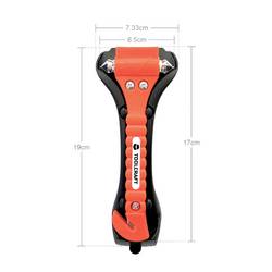 TOOLCRAFT TO-10362528 bezpečnostní kladívko na rozbití autoskla rozbíječ skla, vč. držáku, řezák na popruhy dospělí, autobus, obytné vozy, osobní automobily,