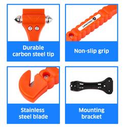 TOOLCRAFT TO-10362528 bezpečnostní kladívko na rozbití autoskla rozbíječ skla, vč. držáku, řezák na popruhy dospělí, autobus, obytné vozy, osobní automobily,