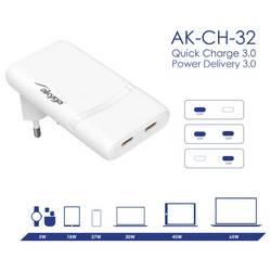 Akyga USB nabíječka, USB-C®, 65 W, bílá