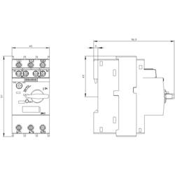 Siemens 3RV2021-1AA15 výkonový vypínač 1 ks Rozsah nastavení (proud): 1.1 - 1.6 A Spínací napětí (max.): 690 V/AC (š x v x h) 45 x 97 x 97 mm