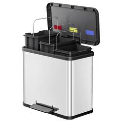 Hailo öko trio plus L 6332000 odpadkový koš, 27 l, nerezová ocel, (d x š x v) 470 x 470 x 430 mm, nerezová ocel, otevírání pedálem, 1 ks