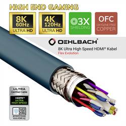 Oehlbach HDMI kabel Zástrčka HDMI-A, Zástrčka HDMI-A 3.00 m permanentní modrá , antracitová D1C92603 8K UHD HDMI kabel
