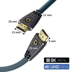 Oehlbach HDMI kabel Zástrčka HDMI-A, Zástrčka HDMI-A 3.00 m permanentní modrá , antracitová D1C92603 8K UHD HDMI kabel