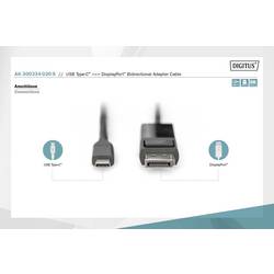 Digitus DisplayPort / USB-C® kabel Konektor DisplayPort, USB-C ® zástrčka 2.00 m černá AK-300334-020-S třížilový stíněný, flexibilní provedení, bez halogenů,