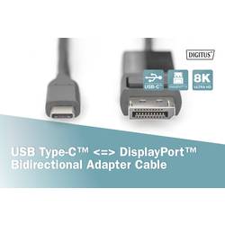 Digitus DisplayPort / USB-C® kabel Konektor DisplayPort, USB-C ® zástrčka 2.00 m černá AK-300334-020-S třížilový stíněný, flexibilní provedení, bez halogenů,