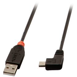 LINDY USB kabel USB 2.0 USB-A zástrčka, USB Mini-B zástrčka 0.50 m černá Zahnutý kabelový vývod 31970