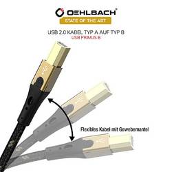 Oehlbach USB kabel USB 2.0 USB-A zástrčka, USB-B zástrčka 3.00 m černá/zlatá D1C9543