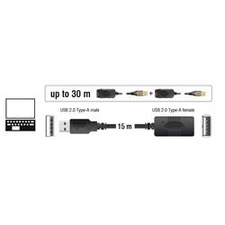 Delock USB kabel USB 2.0 USB-A zástrčka, USB-A zásuvka 15.00 m černá 82689