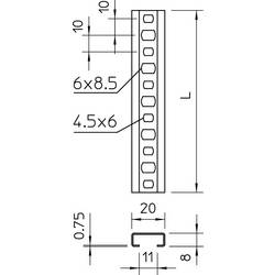 OBO Bettermann 1105906 Profilová lišta (d x š x v) 1000 x 20 x 8 mm 10 ks kov