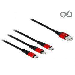 Delock USB kabel USB 2.0 USB-A zástrčka, USB-C ® zástrčka, USB Micro-B zástrčka, Apple Lightning konektor 0.30 m černá, červená 85891